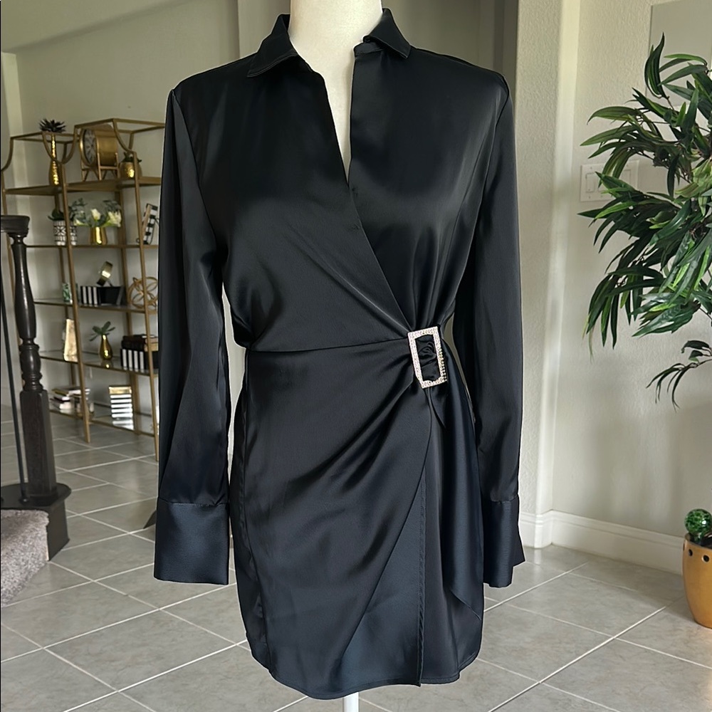 House of Harlow 1960 Blue Ruched Wrap Dress